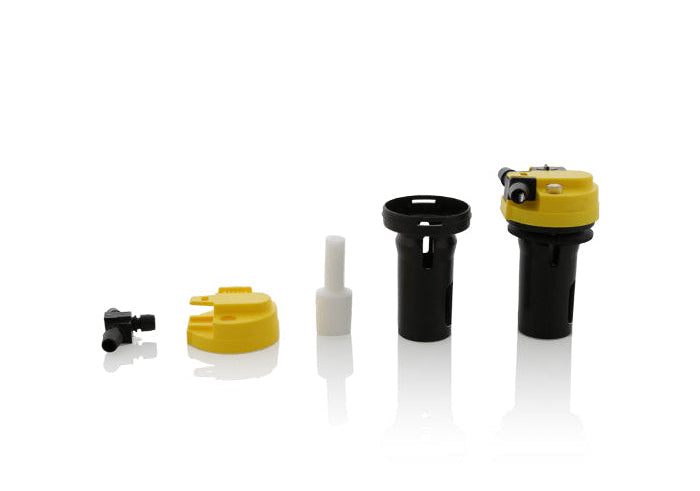Set of mechanical components on a white background